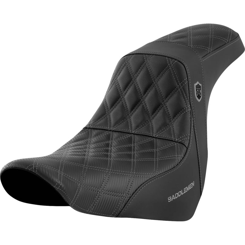 Saddlemen Pro SDC Performance Gripper Lattice Stitch Seat for Harley 18-25 Softail Sport Glide & Low Rider / S / ST / Without backrest / Black / Gray  - Customhoj