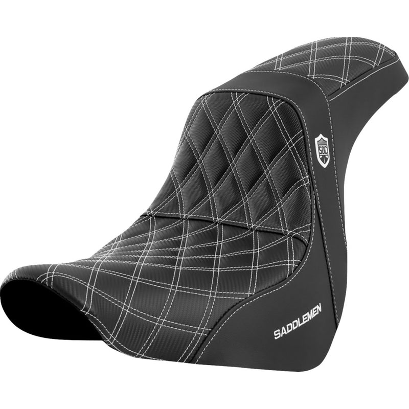 Saddlemen Pro SDC Performance Gripper Lattice Stitch Seat for Harley 18-25 Softail Sport Glide & Low Rider / S / ST / Without backrest / Black / White  - Customhoj