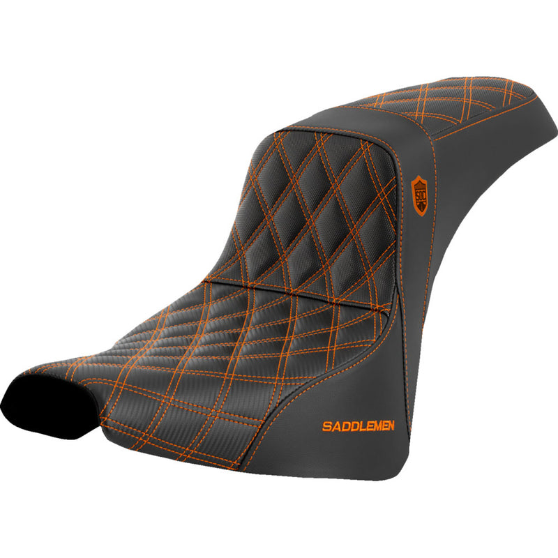 Saddlemen Pro SDC Performance Gripper Lattice Stitch Seat for Harley 18-25 Softail Street Bob / Standard / Without backrest / Black / Orange  - Customhoj