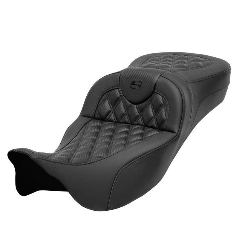 Saddlemen Roadsofa Extended Reach Lattice Stitch Seat for Harley 08-25 Touring (excl. 23-25 CVO; 24-25 Road Glide / Street Glide) / Carbon Fiber / Without heating / Without backrest  - Customhoj
