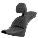 Saddlemen Roadsofa Lattice Stitch Seat for Harley 18-25 Softail Street Bob / Standard / Black / Without heating / With backrest  - Customhoj