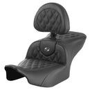 Saddlemen Roadsofa Lattice Stitch Seat for Harley 24-25 Touring Road Glide / Street Glide / Black / Gray / Without heating / With backrest  - Customhoj