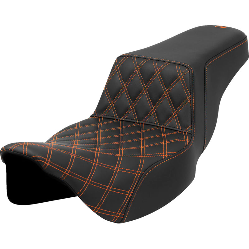 Saddlemen Step-Up Extended Reach Front Lattice Stitch for Harley 08-25 Touring (excl. 23-25 CVO; 24-25 Road Glide / Street Glide) / Black / Orange  - Customhoj