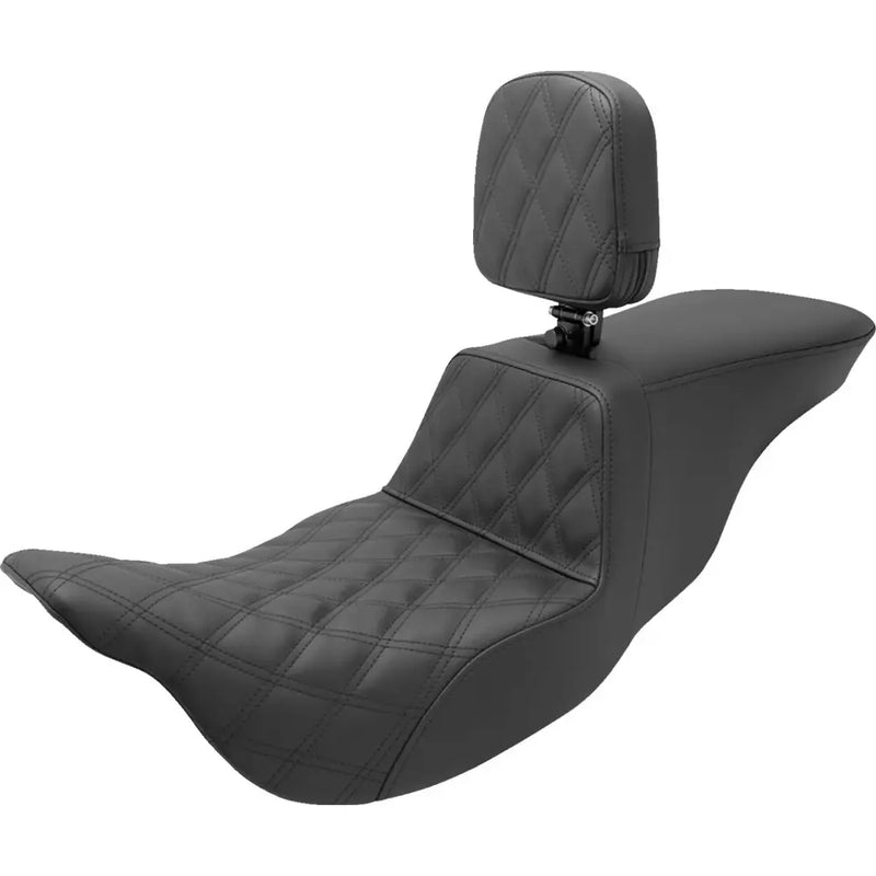 Saddlemen Tour Step-Up Motorcycle Seat for Harley 08-25 Touring (excl. 23-25 CVO; 24-25 Road Glide / Street Glide) / With Backrest / Front Lattice Stitch  - Customhoj