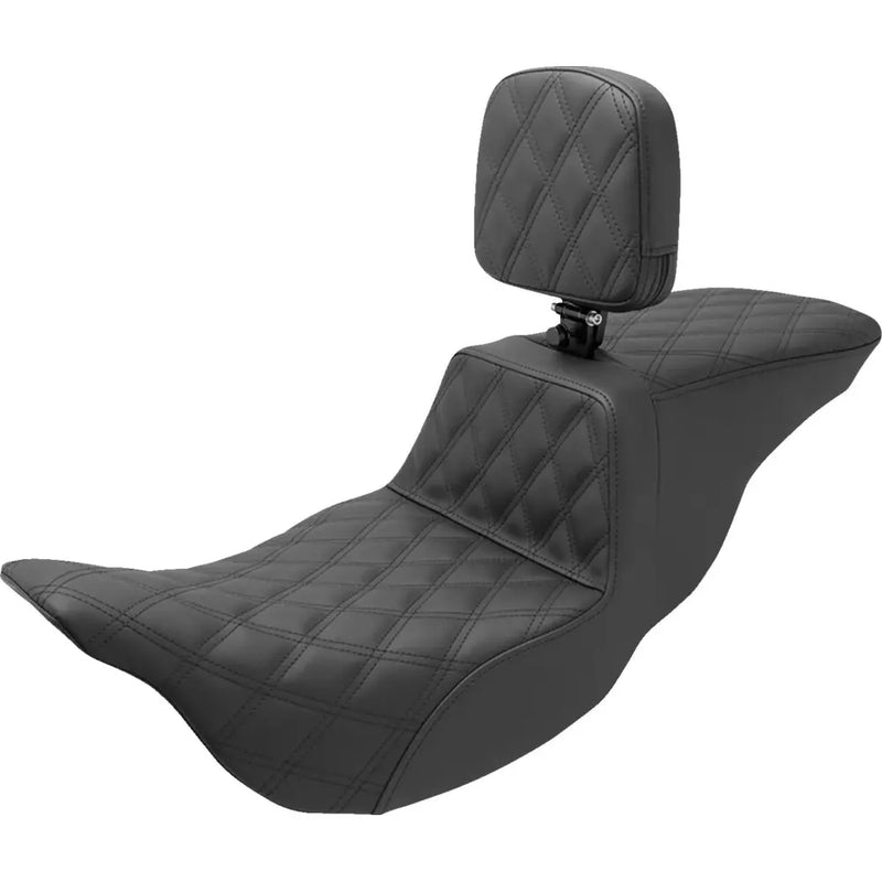 Saddlemen Tour Step-Up Motorcycle Seat for Harley 08-25 Touring (excl. 23-25 CVO; 24-25 Road Glide / Street Glide) / With Backrest / Full Lattice Stitch  - Customhoj