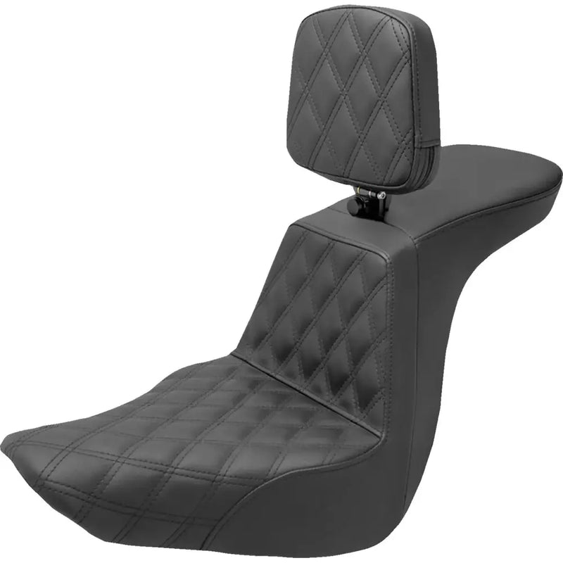 Saddlemen Tour Step-Up Motorcycle Seat for Harley 18-25 Softail Sport Glide & Low Rider / S / ST / With Backrest / Front Lattice Stitch  - Customhoj