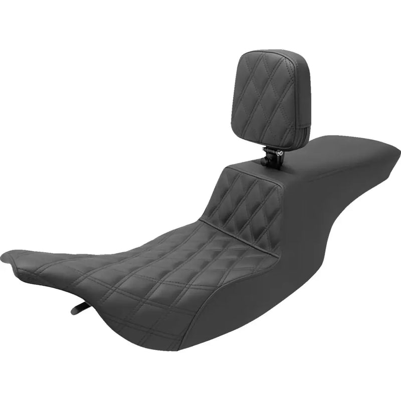 Saddlemen Tour Step-Up Motorcycle Seat for Harley 97-07 Touring Electra Glide / Road Glide / With Backrest / Front Lattice Stitch  - Customhoj