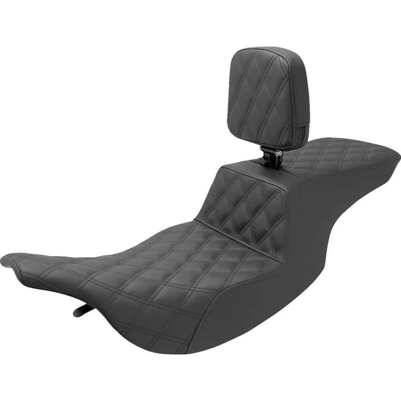 Saddlemen Tour Step-Up Motorcycle Seat for Harley 97-07 Touring Electra Glide / Road Glide / With Backrest / Full Lattice Stitch  - Customhoj