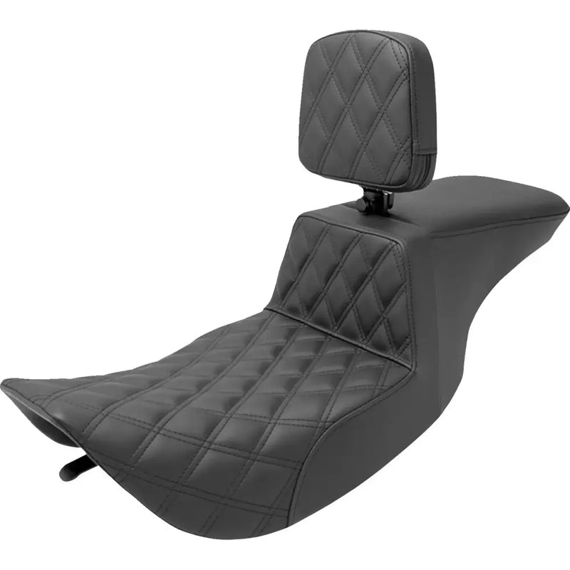 Saddlemen Tour Step-Up Motorcycle Seat for Harley 97-07 Touring Road King / Street Glide (excl. Road King Custom) / With Backrest / Front Lattice Stitch  - Customhoj