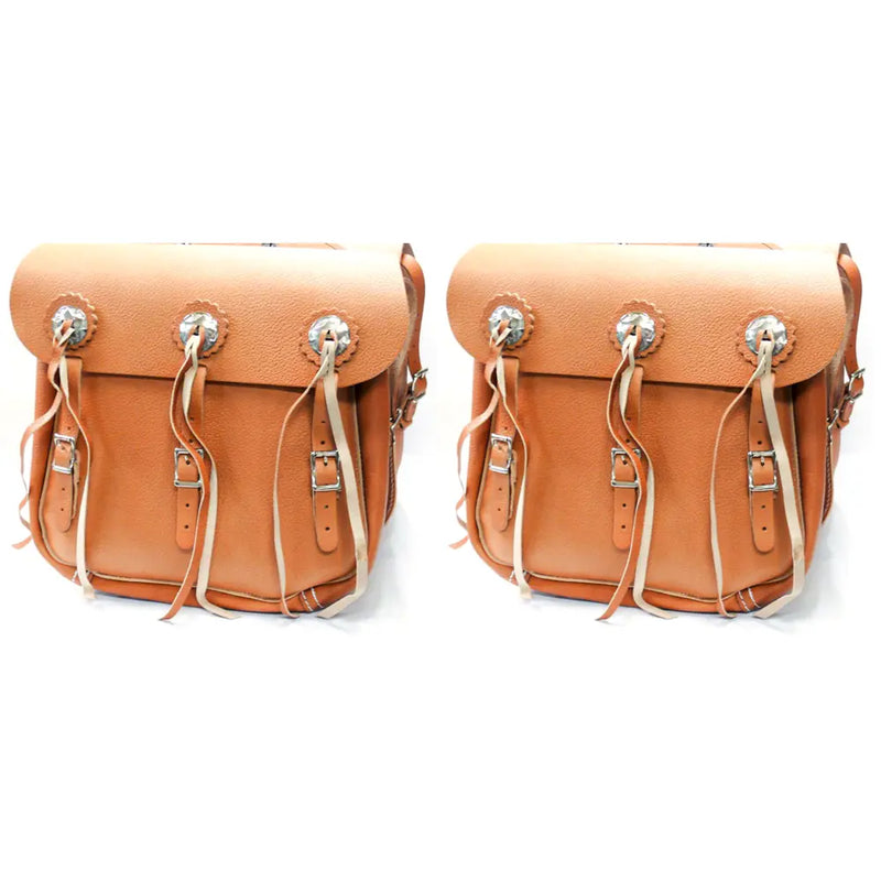 Samwel 36-43 Style Leather Saddlebags for Harley 36-57 rigid Big Twin (Replaces OEM: 11785-36 / 11785-36B) / Brown  - Customhoj