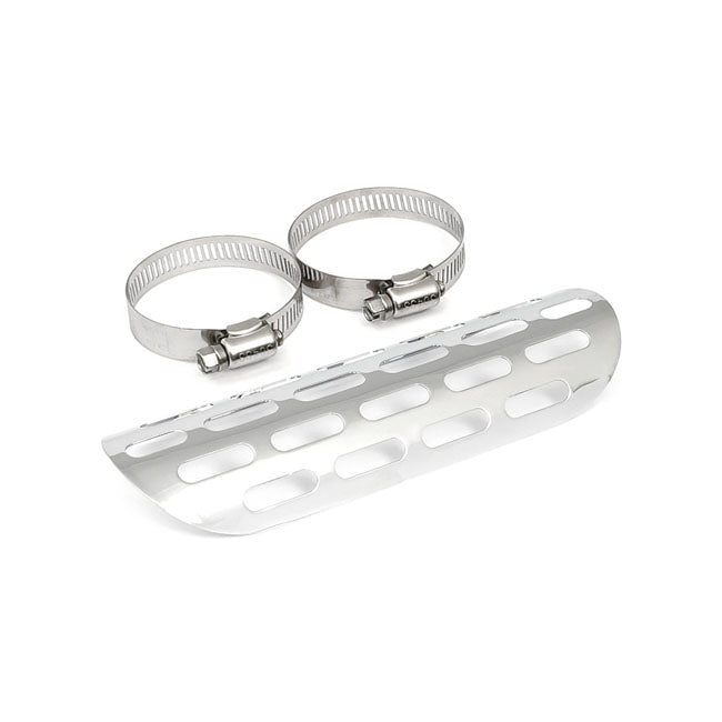 Slotted Universal Motorcycle Exhaust Heat Shield Chrome  - Customhoj
