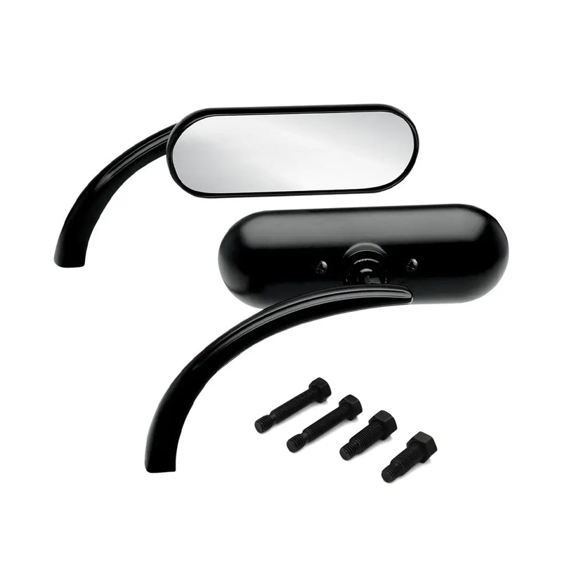SMP Mini Oval Motorcycle Mirror Set Black  - Customhoj
