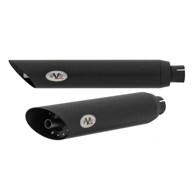 V-Performance EC-approved Slip-On Mufflers for Indian 15-20 Scout models (Slash Cut end caps) (Euro 3/4 approved) / Black