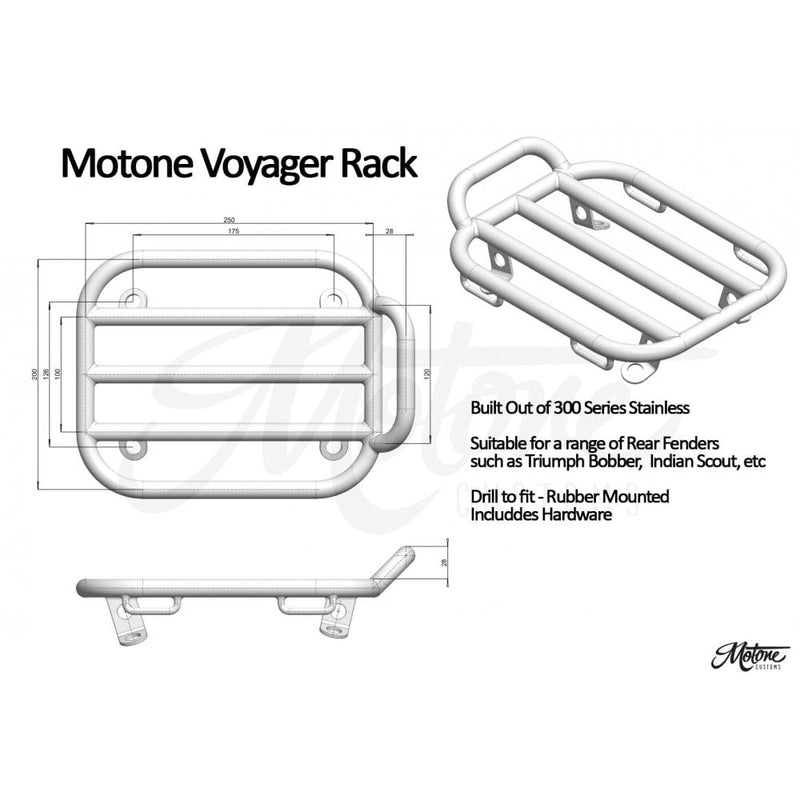 Motone Voyager Universal -moottoripyörän tavarateline