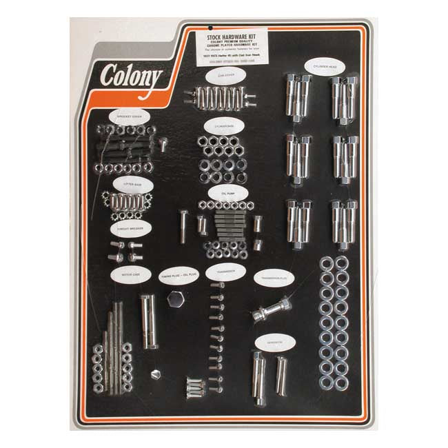 COLONY Skruvkit Harley 37-73 45" SV WITH CAST IRON HEADS / Krom (OEM Stil) Colony Motor Screw Set HD 30-85 Customhoj