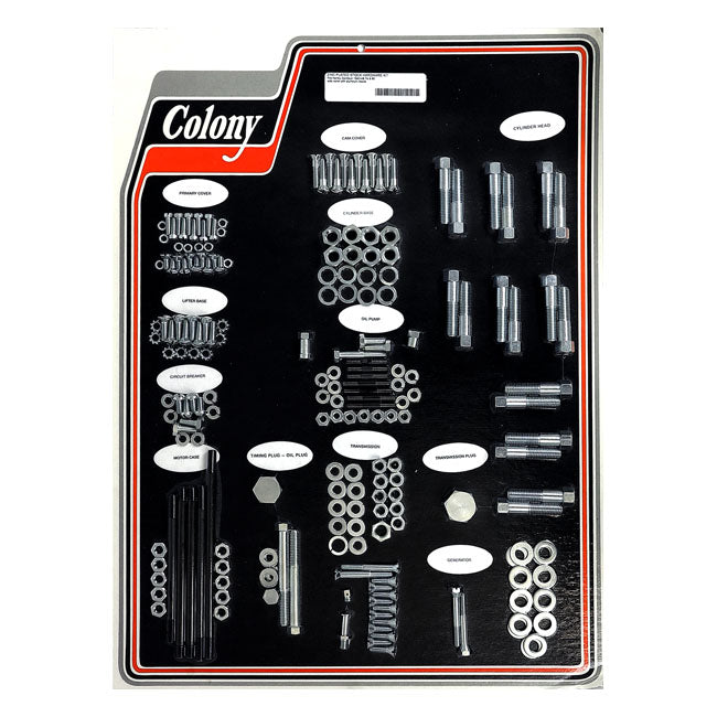 COLONY Skruvkit Harley 40-48 74"/80" U MODELS WITH ALUMINUM HEADS / Förzinkad (OEM Stil) Colony Motor Screw Set HD 30-85 Customhoj