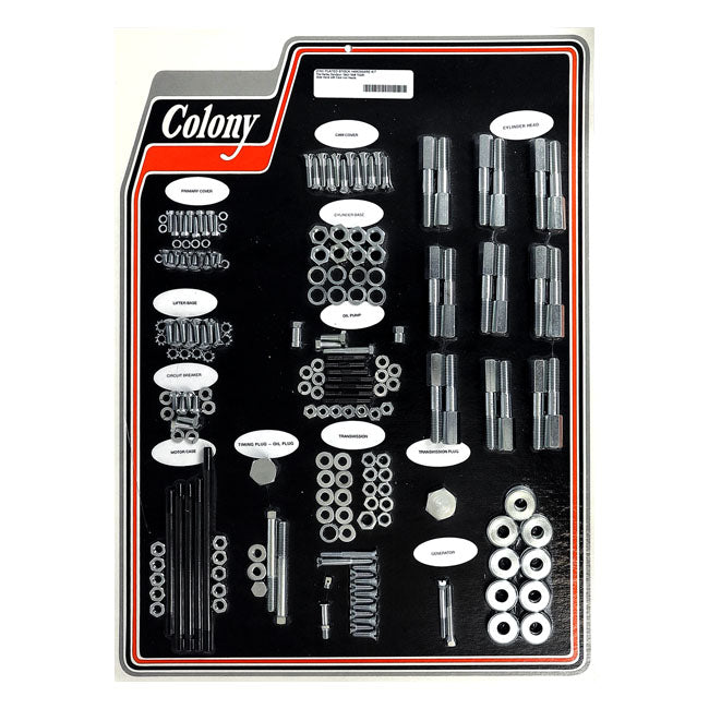 COLONY Skruvkit Harley 40-48 74"/80" U MODELS WITH CAST IRON HEADS / Förzinkad (OEM Stil) Colony Motor Screw Set HD 30-85 Customhoj