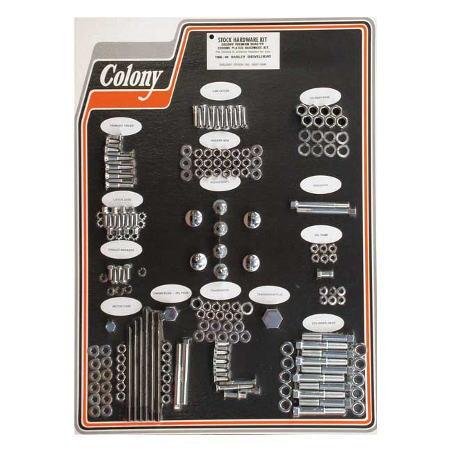 COLONY Skruvkit Harley 66-69 SHOVEL / Krom (OEM Stil) Colony Motor Screw Set HD 30-85 Customhoj