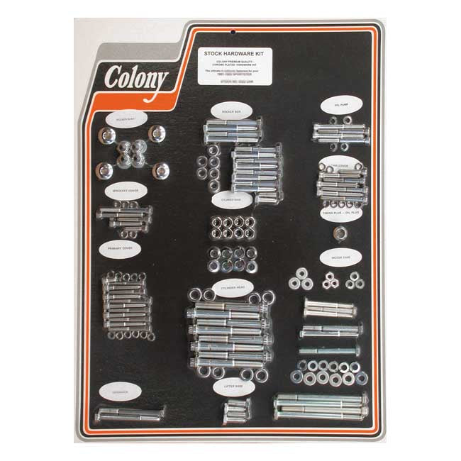 COLONY Skruvkit Harley 81-85 XL MODELS / Krom (OEM Stil) Colony Motor Screw Set HD 30-85 Customhoj