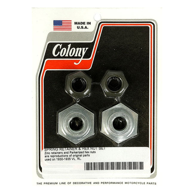 COLONY Springer reservdelar Colony Springer Retainers & Hex Nut Set. Black. VL. RL 30-35 Customhoj