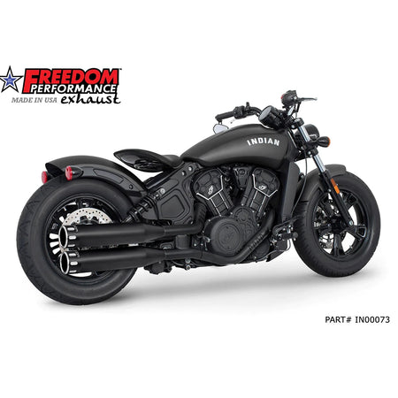 Customhoj Indian Slip-On Black / Black Sculpted Eagle End Caps Freedom Performance 4" Slip-Ons Black / Chrome Indian Scout 14-up Customhoj