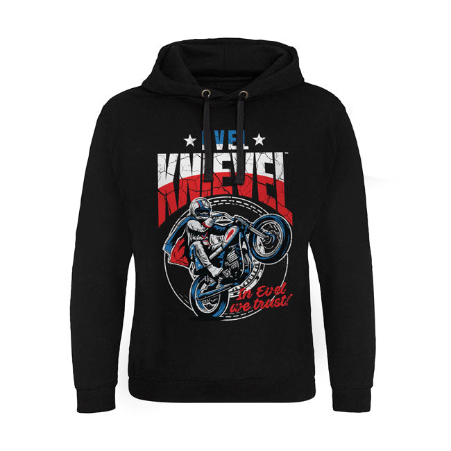 Evel Knievel Hoodie Evel Knievel Wheelie Epic hoodie Svart Customhoj