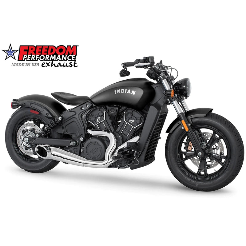 Freedom Performance Indian Slip-On Chrome / Chrome Turn Out End Cap Freedom Performance Shorty 2-1 Slip-Ons Black / Chrome Indian Scout 15-up Customhoj