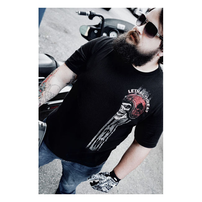 LETHAL THREAT T-shirt Lethal Threat Forever two Wheels T-shirt Svart Customhoj