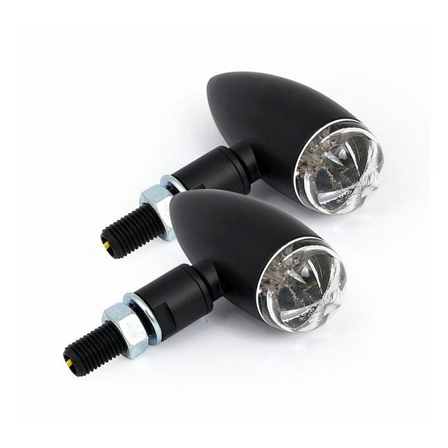 MCS Blinkers Micro Bullet Blinkers LED Svart / Krom Customhoj