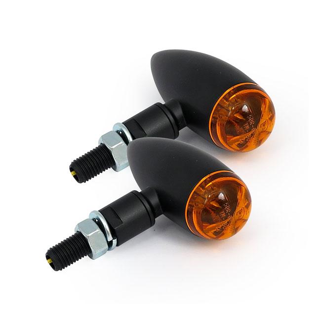 MCS Blinkers Svart / Orange lins Micro Bullet Blinkers LED Svart / Krom Customhoj