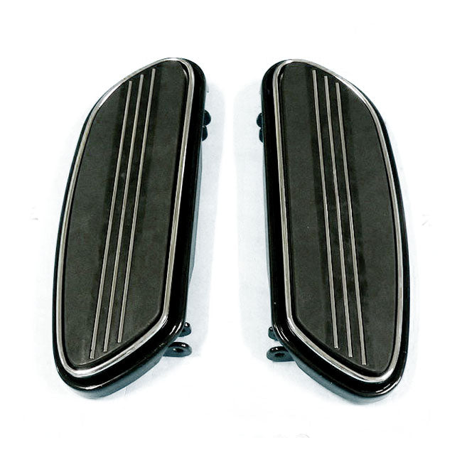 MCS Floorboards Harley 86-17 FL Softail; 12-16 Dyna FLD Switchback; 83-21 Touring; 09-21 Trikes / Black Runway Rider Floorboards Std Length for Harley Customhoj