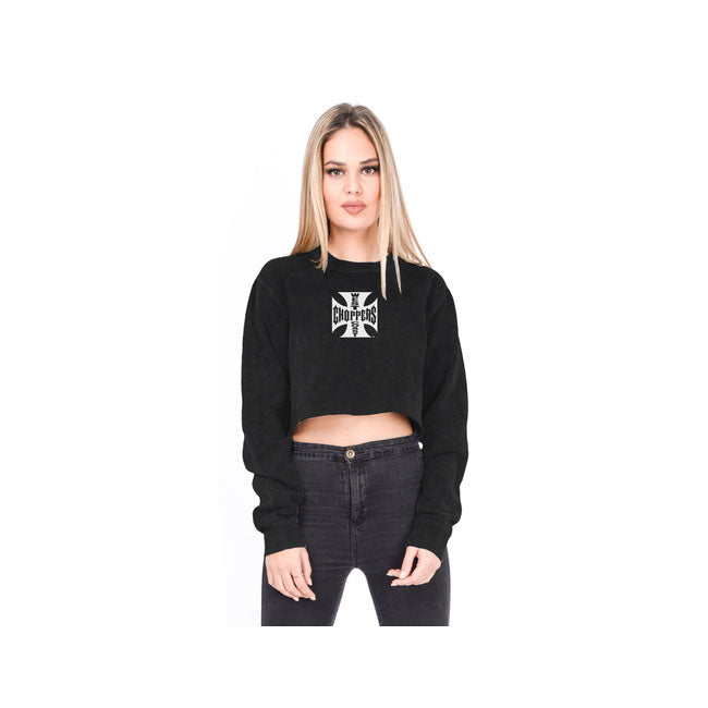 West Coast Choppers Sweater Ladies S WCC OG Crop Ladies Sweatshirt Black Customhoj